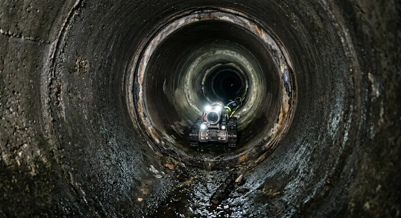 Robotic sewer camera inspecting pipe interior for Drain Snake Service in Grafton
